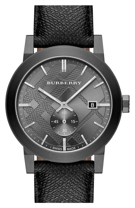 burberry gunmetal check stamped watch 42mm|Burberry The City Gunmetal Dial Steel Men's Watch BU9902.